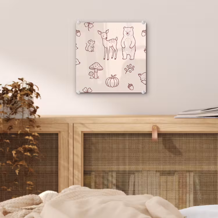 Glas schilderij - Dieren - Bos - Natuur - Schets - Patroon — 5