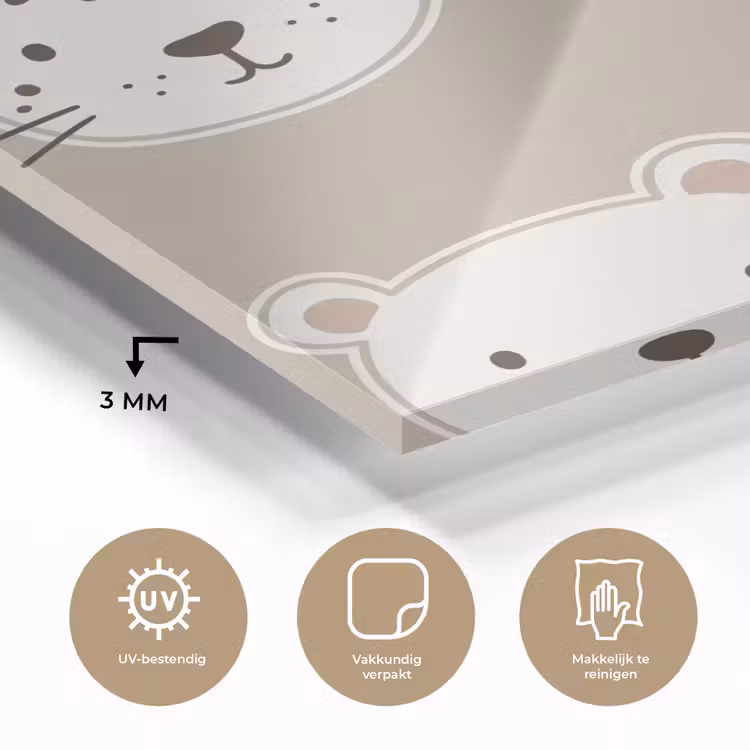Glas schilderij - Dieren - Patroon - Illustratie - Modern - Beige — 3