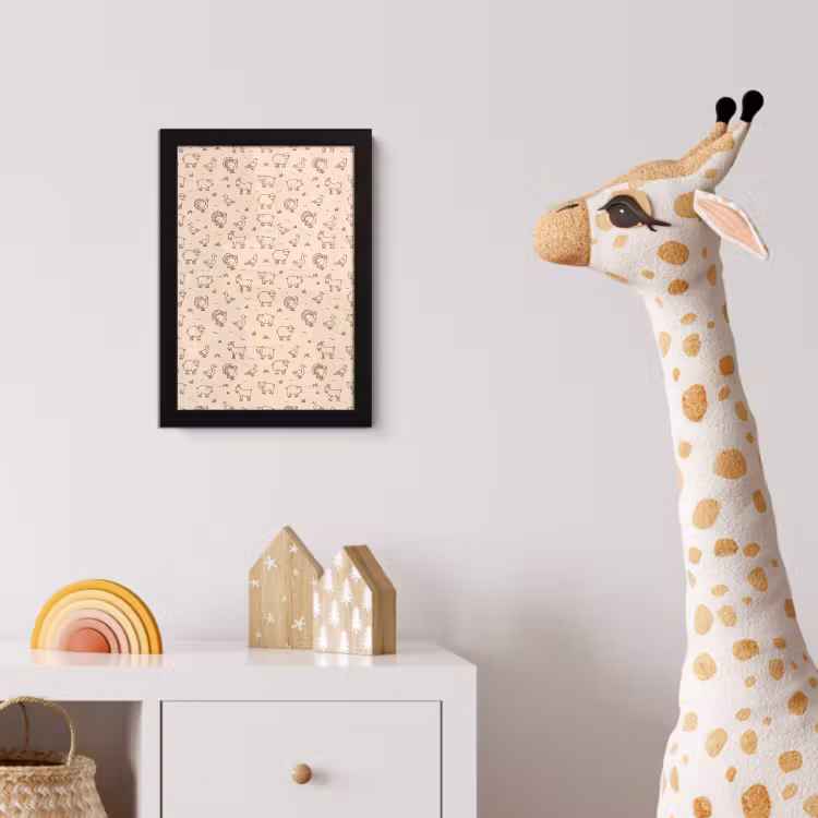 Poster met lijst - Dieren - Patroon - Boerderij - Minimalistisch - Beige — 5