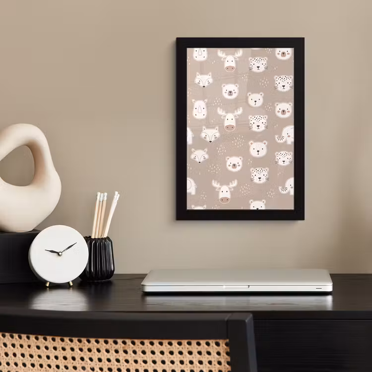 Poster met lijst - Dieren - Patroon - Illustratie - Modern - Beige — 3