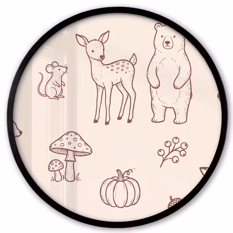 Ronde fotolijst - Dieren - Bos - Natuur - Schets - Patroon — 1
