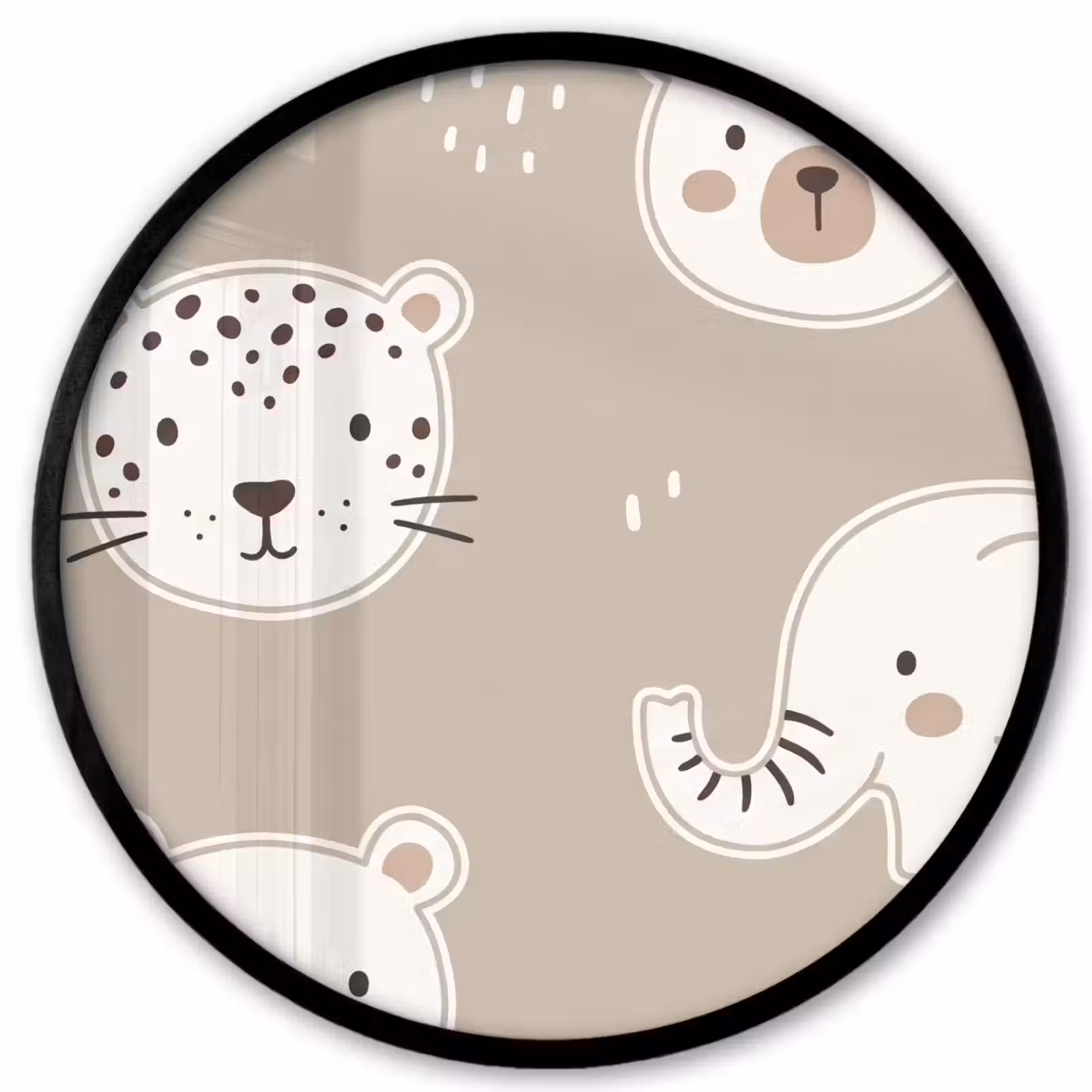 Ronde fotolijst - Dieren - Patroon - Illustratie - Modern - Beige — 1