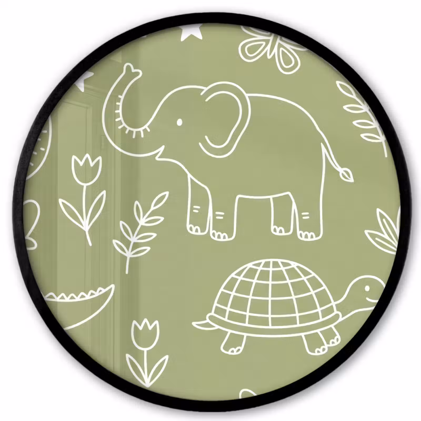 Ronde fotolijst - Dieren - Patroon - Illustratie - Natuur - Groen — 1