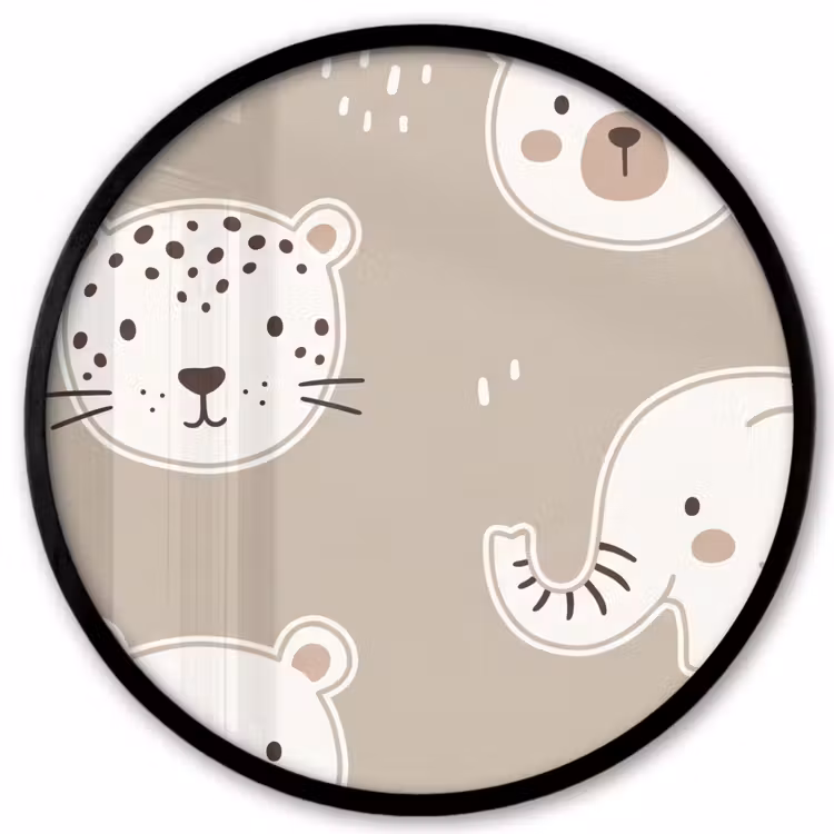Ronde fotolijst - Dieren - Patroon - Illustratie - Modern - Beige — 1