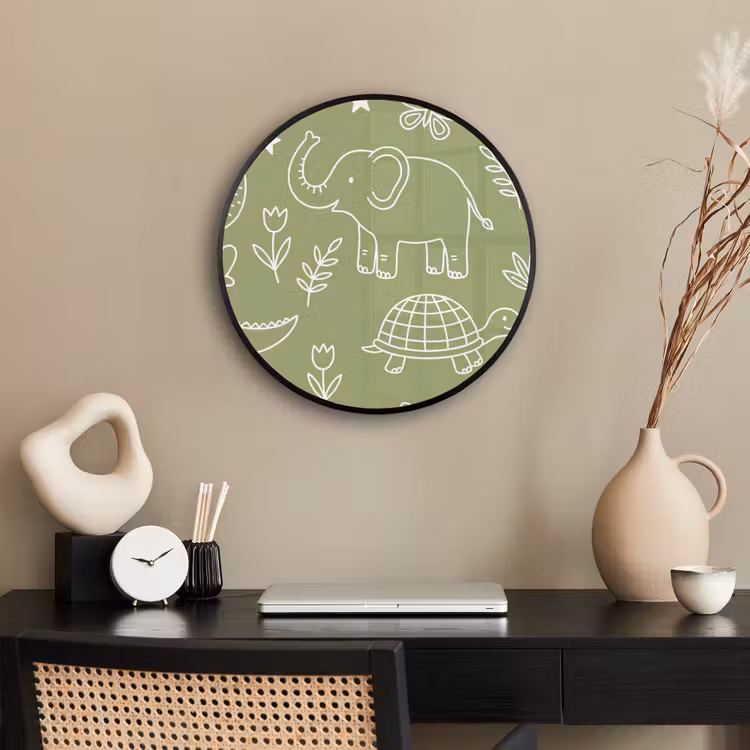 Ronde fotolijst - Dieren - Patroon - Illustratie - Natuur - Groen — 3