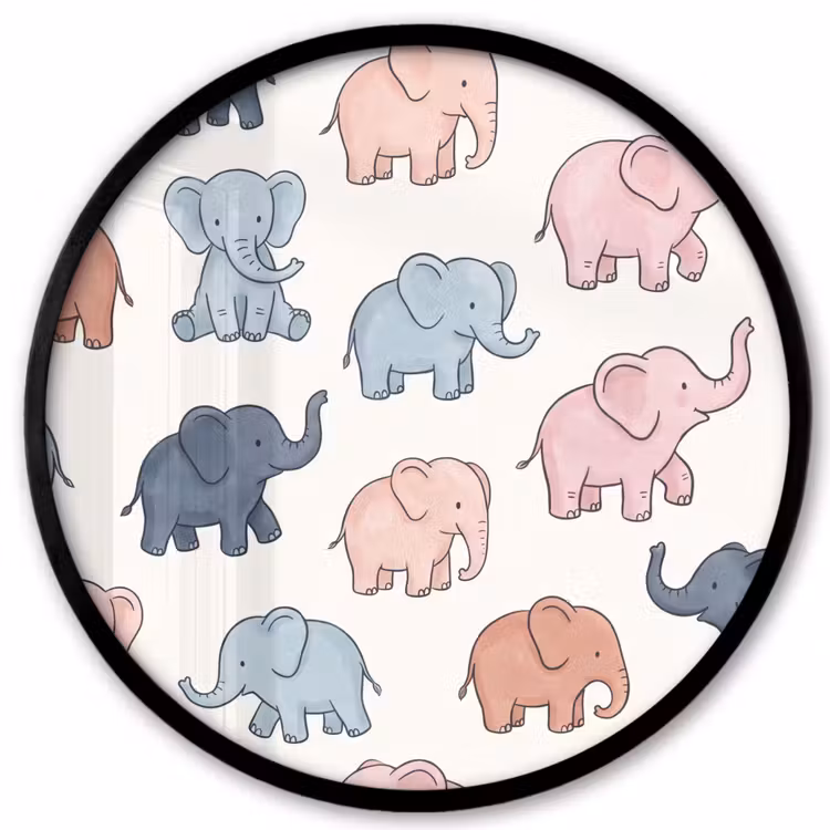 Ronde fotolijst - Dieren - Patroon - Kinderkamer - Pastel - Speels — 1