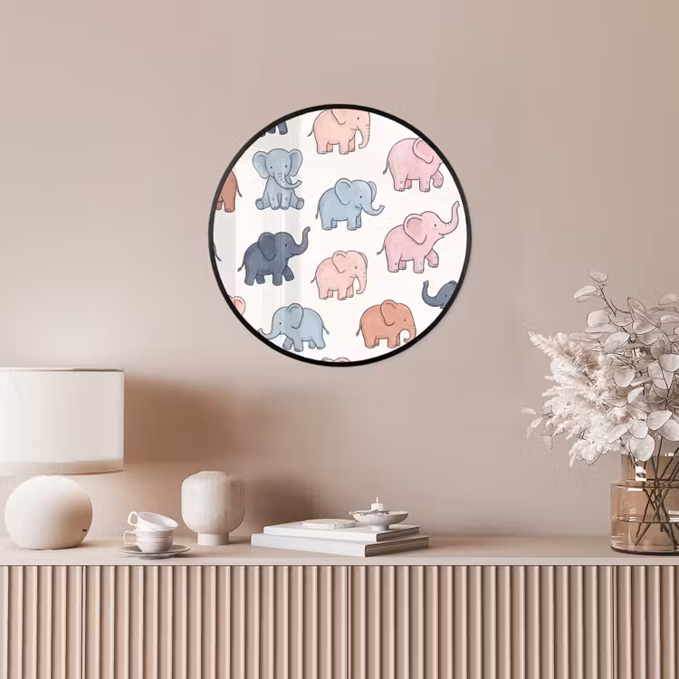 Ronde fotolijst - Dieren - Patroon - Kinderkamer - Pastel - Speels — 5