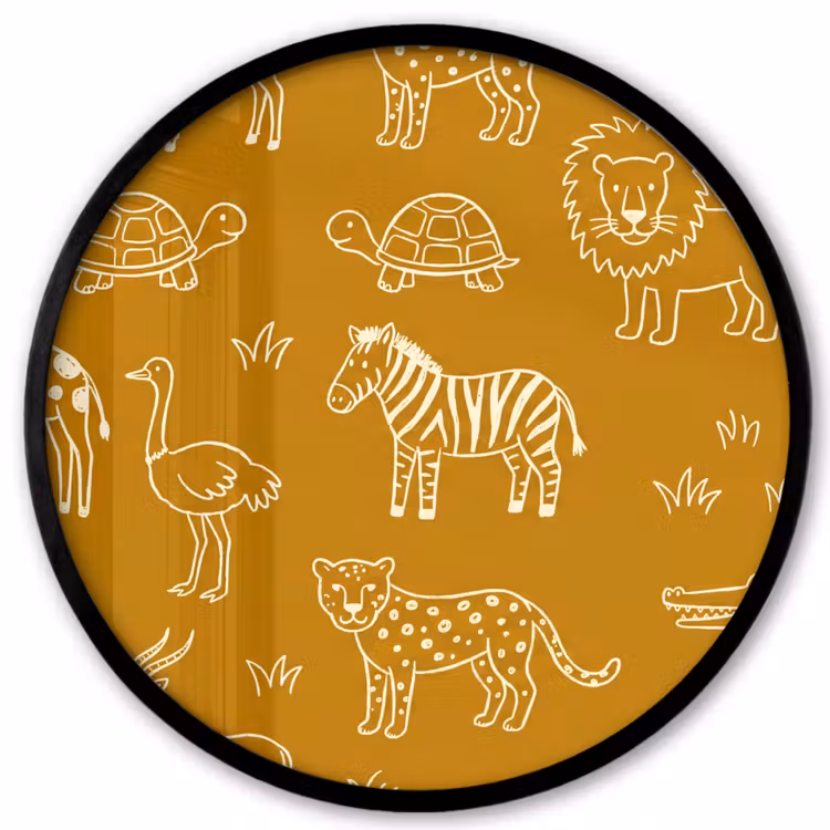 Ronde fotolijst - Dieren - Safari - Patroon - Kinderlijk - Oker — 1