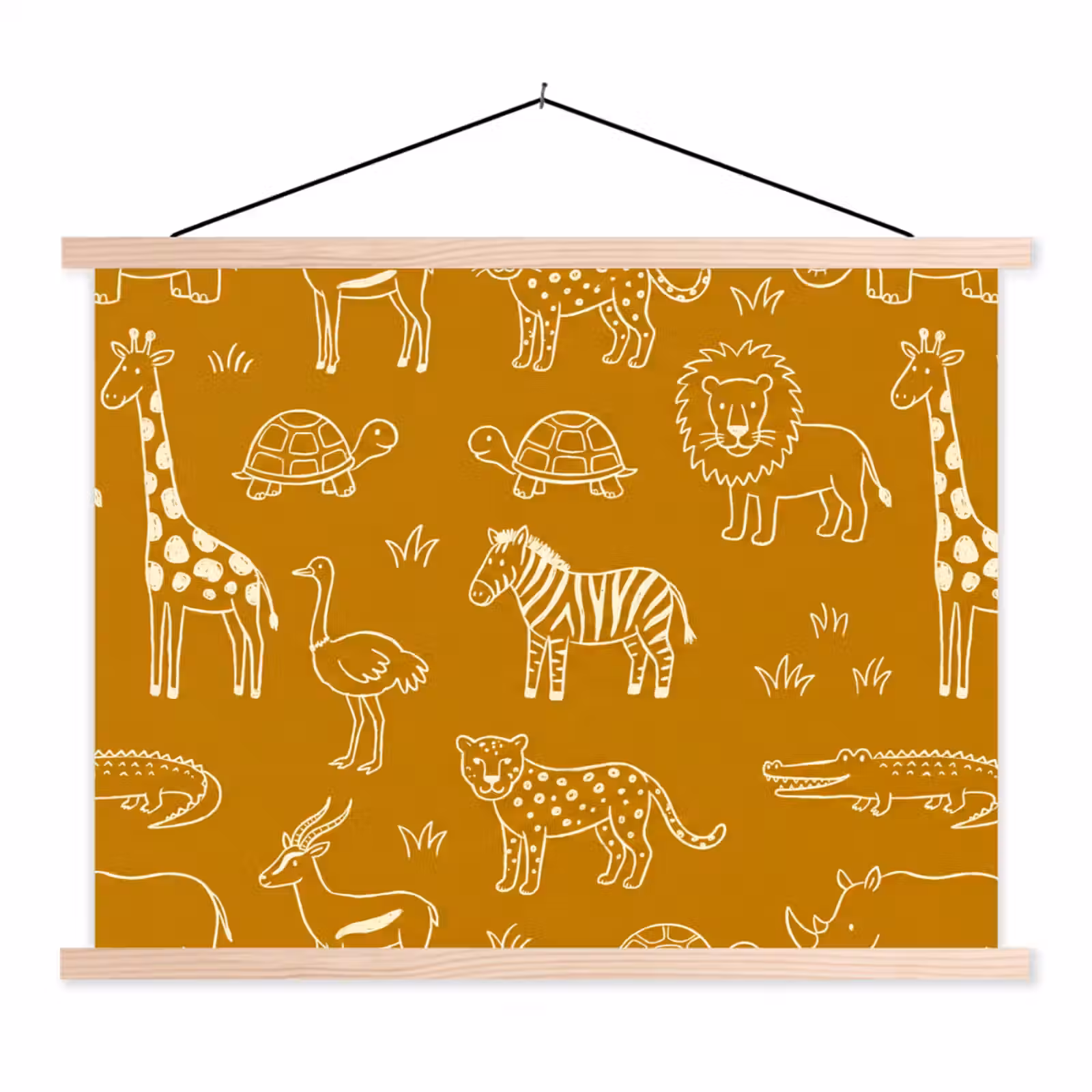 Schoolplaat - Dieren - Safari - Patroon - Kinderlijk - Oker — 1