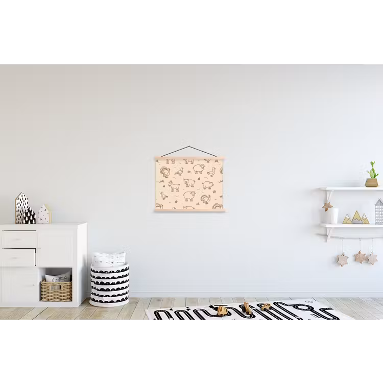 Schoolplaat - Dieren - Patroon - Boerderij - Minimalistisch - Beige — 3