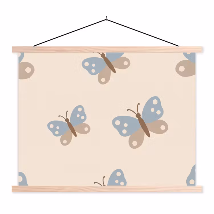 Schoolplaat - Insect - Vlinderpatroon - Abstract - Blauw - Beige — 1