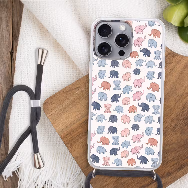 Telefoonhoesje met koord - Dieren - Patroon - Kinderkamer - Pastel - Speels — 3