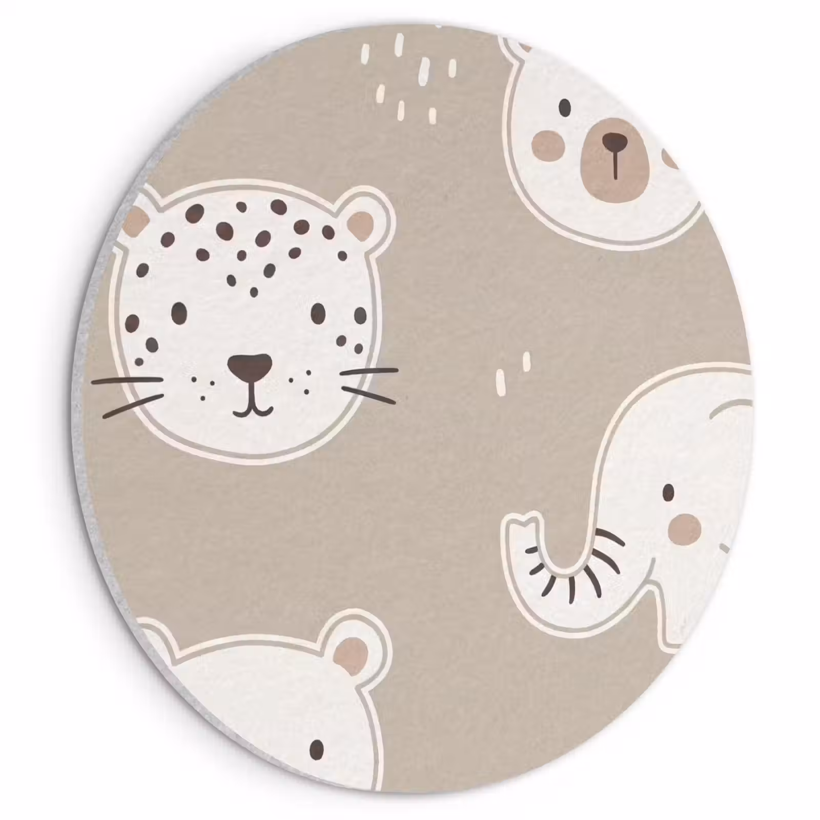Akoestisch schilderij rond - Dieren - Patroon - Illustratie - Modern - Beige — 1