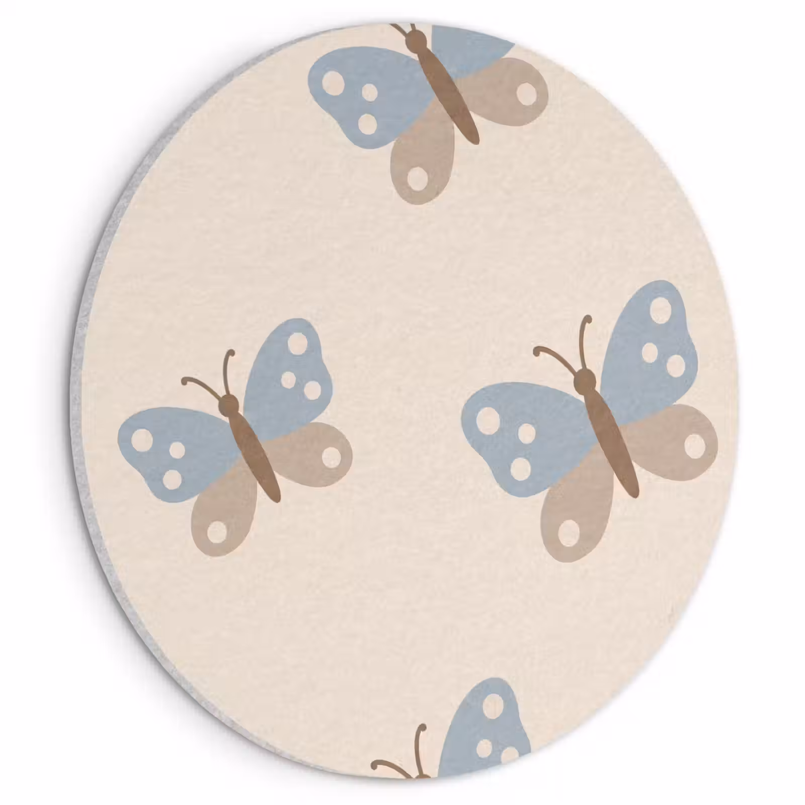 Akoestisch schilderij rond - Insect - Vlinderpatroon - Abstract - Blauw - Beige — 1