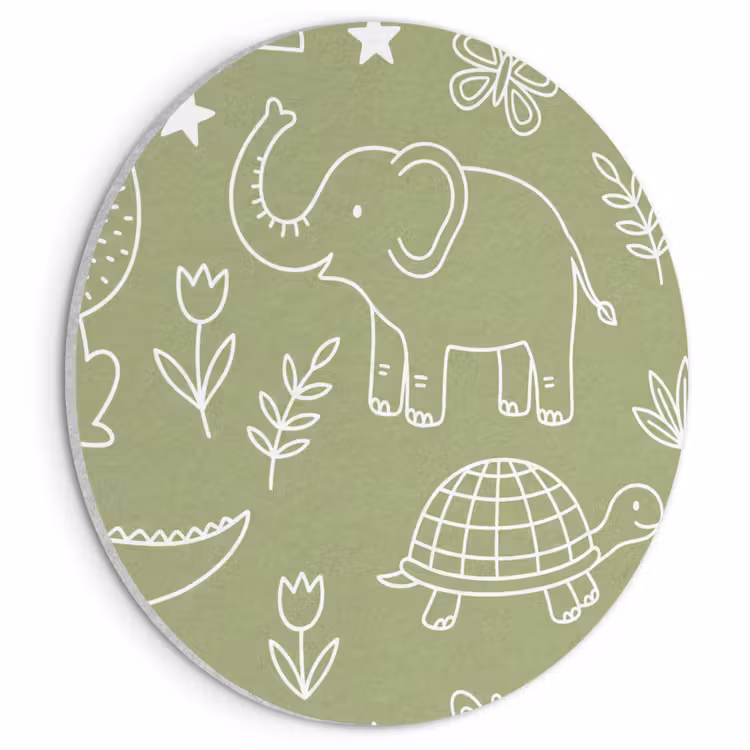 Akoestisch schilderij rond - Dieren - Patroon - Illustratie - Natuur - Groen — 1