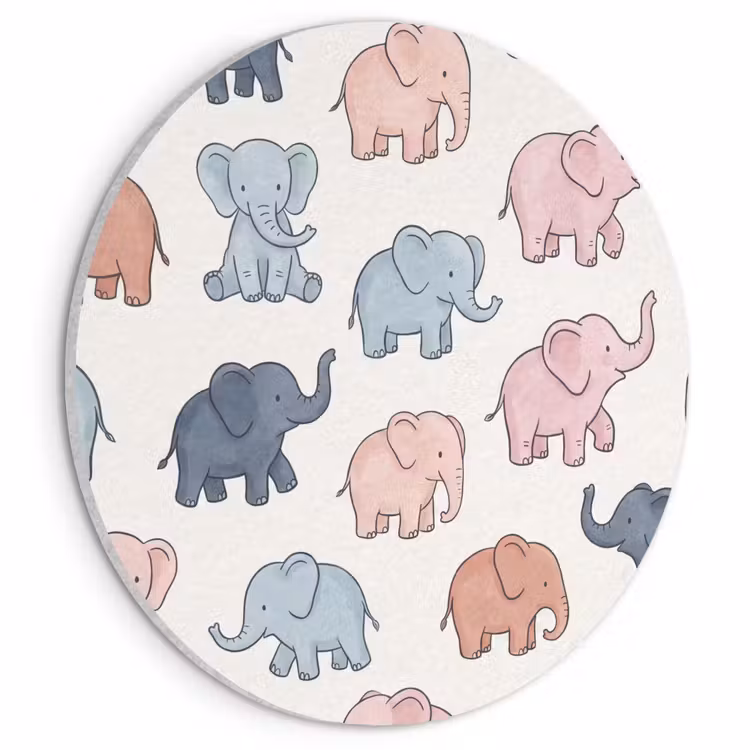 Akoestisch schilderij rond - Dieren - Patroon - Kinderkamer - Pastel - Speels — 1
