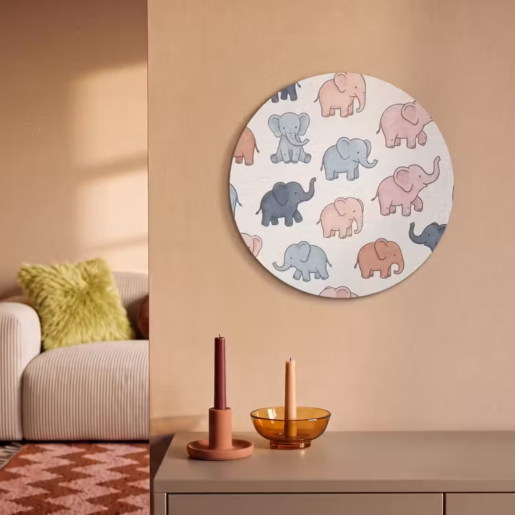 Akoestisch schilderij rond - Dieren - Patroon - Kinderkamer - Pastel - Speels — 3