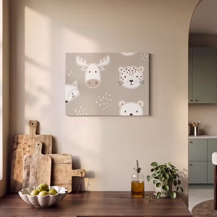 Akoestisch schilderij - Dieren - Patroon - Illustratie - Modern - Beige — 3