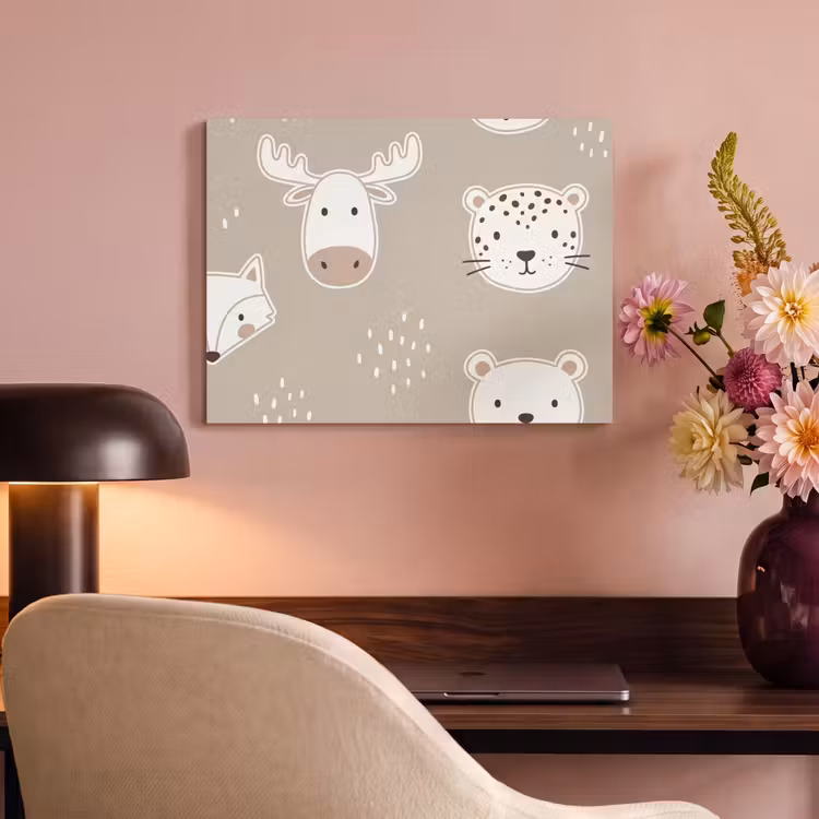 Akoestisch schilderij - Dieren - Patroon - Illustratie - Modern - Beige — 4