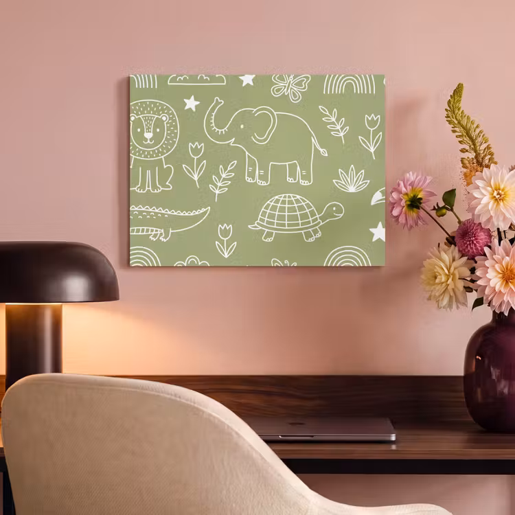 Akoestisch schilderij - Dieren - Patroon - Illustratie - Natuur - Groen — 4
