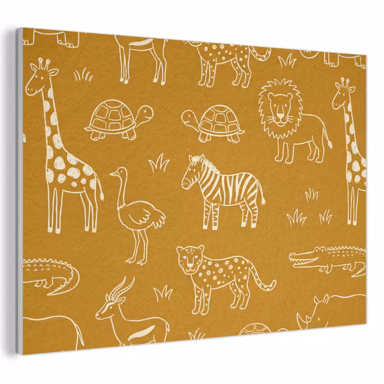 Akoestisch schilderij - Dieren - Safari - Patroon - Kinderlijk - Oker — 1