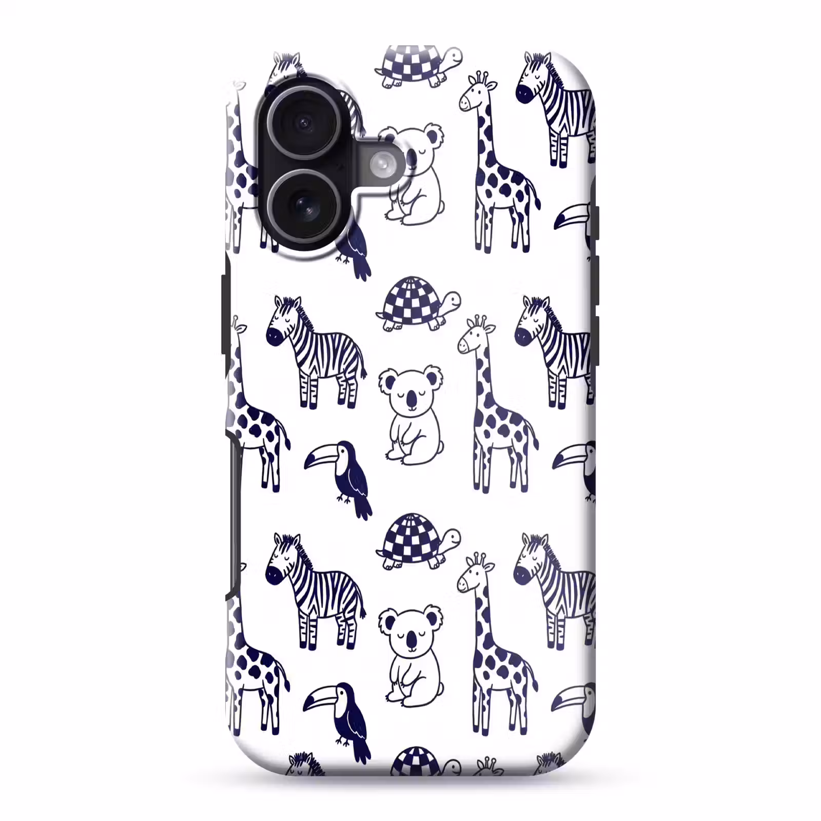 Telefoonhoesje Toughcase - Dieren - Patroon - Kinderkamer - Grafisch - Wit-Blauw — 1