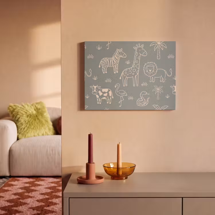 Akoestisch schilderij - Dieren - Safari - Patroon - Illustratie - Groen — 2