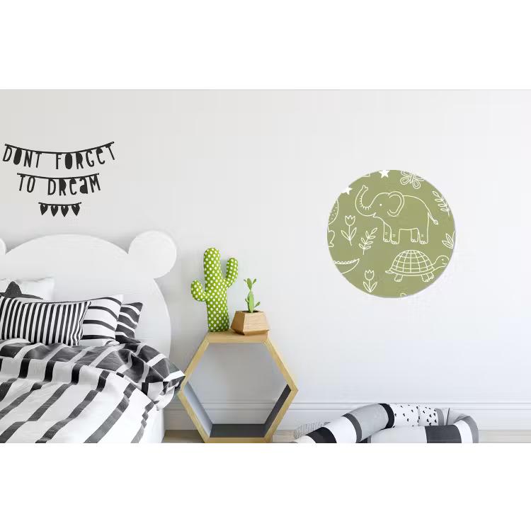 Muurcirkel aluminium - Dieren - Patroon - Illustratie - Natuur - Groen — 5