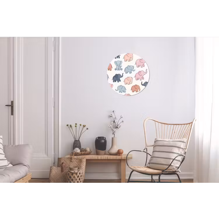 Muurcirkel aluminium - Dieren - Patroon - Kinderkamer - Pastel - Speels — 2