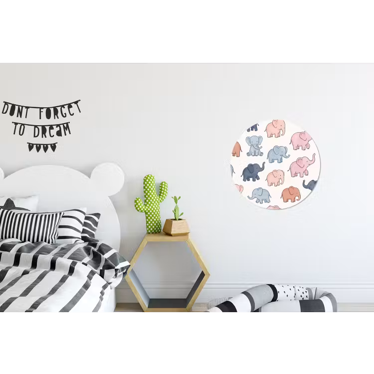 Muurcirkel aluminium - Dieren - Patroon - Kinderkamer - Pastel - Speels — 5