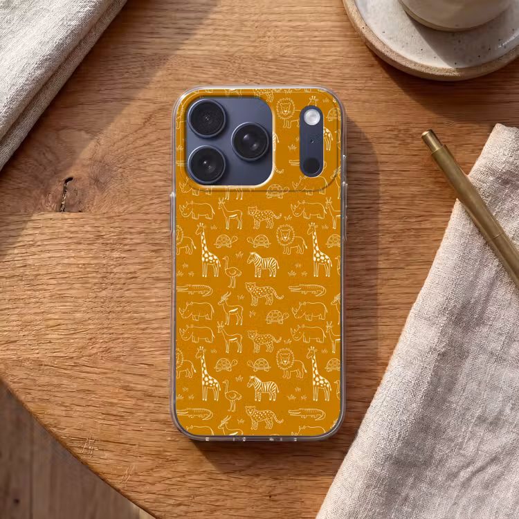 Telefoonhoesje - Dieren - Safari - Patroon - Kinderlijk - Oker — 2