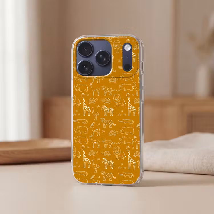 Telefoonhoesje - Dieren - Safari - Patroon - Kinderlijk - Oker — 3