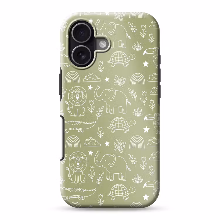 Telefoonhoesje Toughcase - Dieren - Patroon - Illustratie - Natuur - Groen — 1