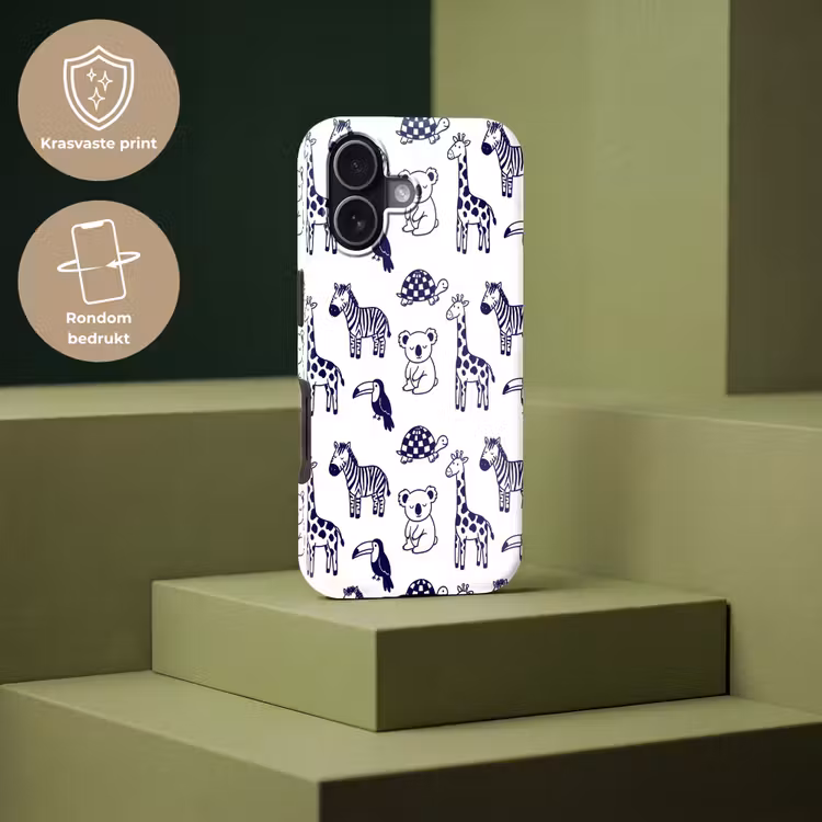 Telefoonhoesje Toughcase - Dieren - Patroon - Kinderkamer - Grafisch - Wit-Blauw — 7