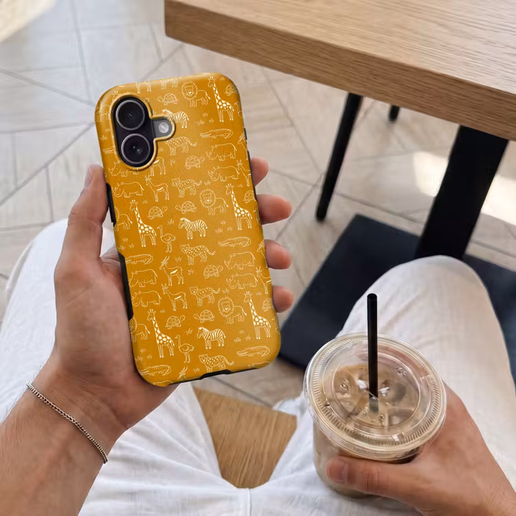 Telefoonhoesje Toughcase - Dieren - Safari - Patroon - Kinderlijk - Oker — 4