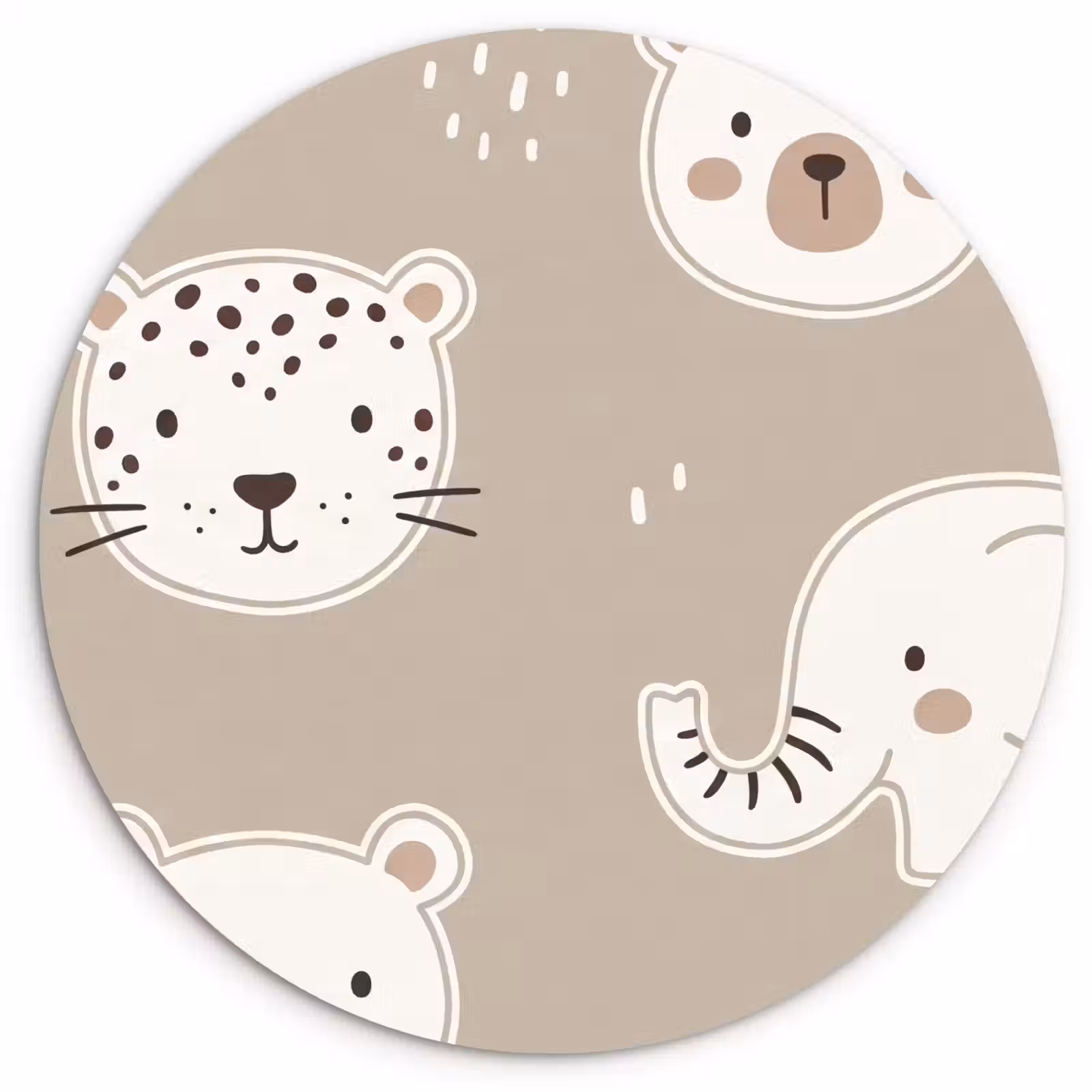 Muurcirkel glas - Dieren - Patroon - Illustratie - Modern - Beige — 1