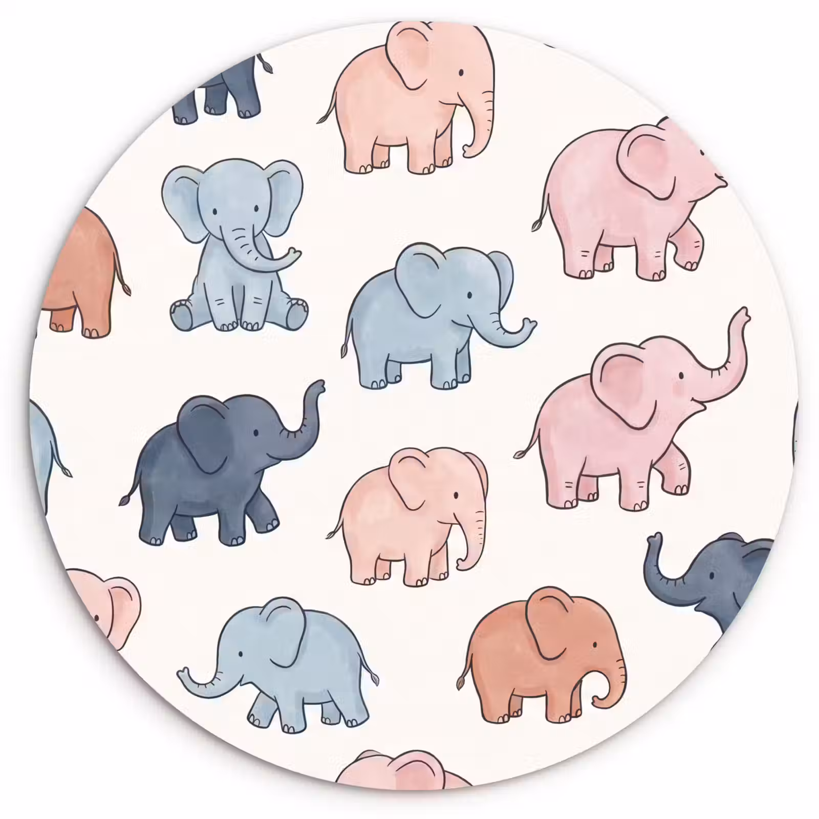 Muurcirkel glas - Dieren - Patroon - Kinderkamer - Pastel - Speels — 1