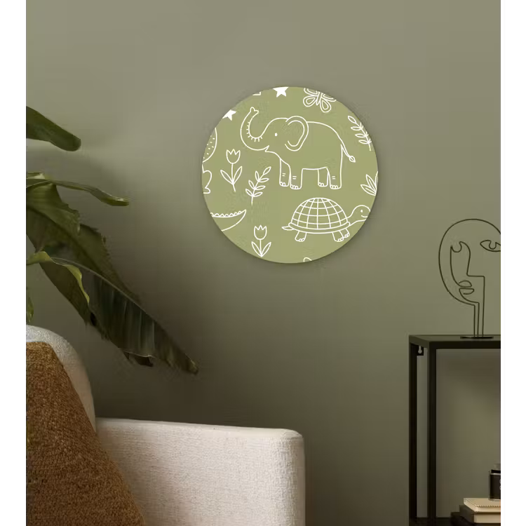 Muurcirkel glas - Dieren - Patroon - Illustratie - Natuur - Groen — 3