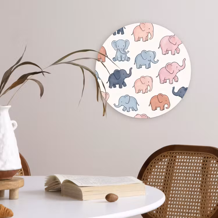 Muurcirkel glas - Dieren - Patroon - Kinderkamer - Pastel - Speels — 4