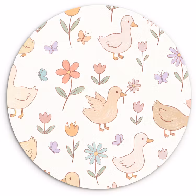 Muurcirkel glas - Vogel - Bloemen - Patroon - Pastel - Dieren — 1