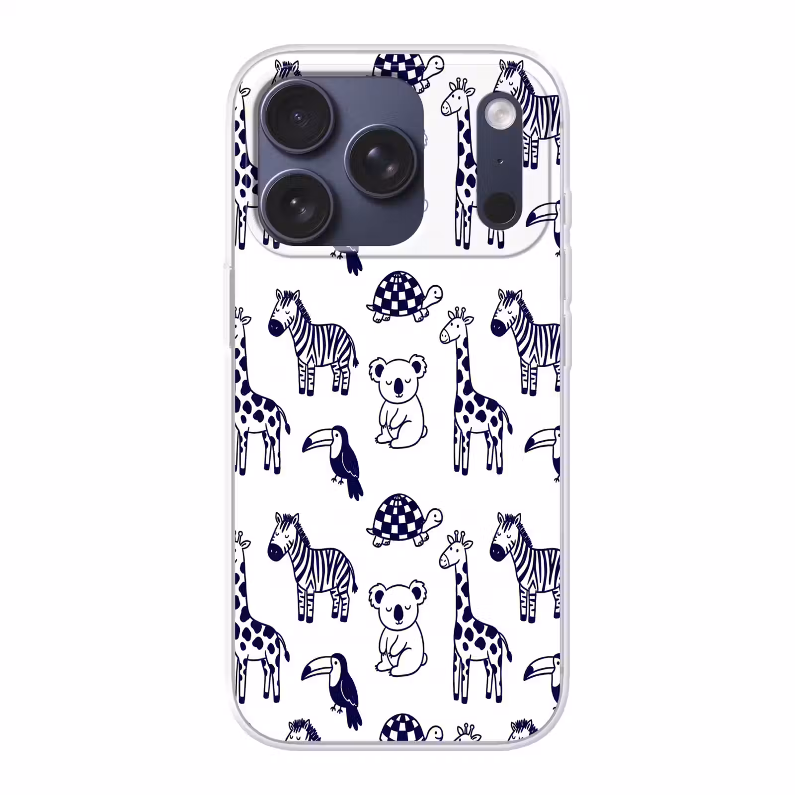 Telefoonhoesje - Dieren - Patroon - Kinderkamer - Grafisch - Wit-Blauw — 1
