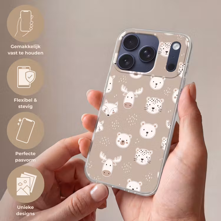Telefoonhoesje - Dieren - Patroon - Illustratie - Modern - Beige — 4