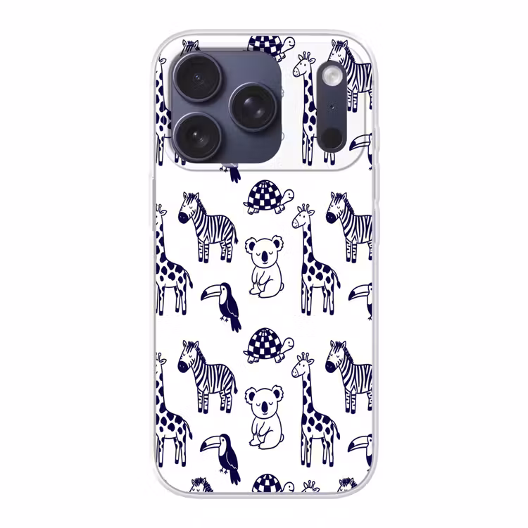 Telefoonhoesje - Dieren - Patroon - Kinderkamer - Grafisch - Wit-Blauw — 1
