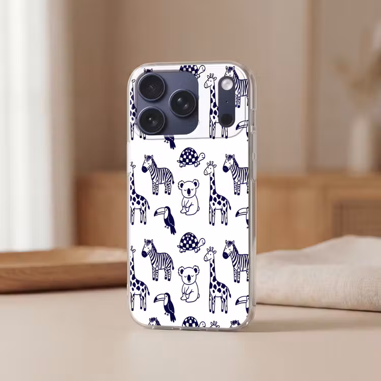 Telefoonhoesje - Dieren - Patroon - Kinderkamer - Grafisch - Wit-Blauw — 3