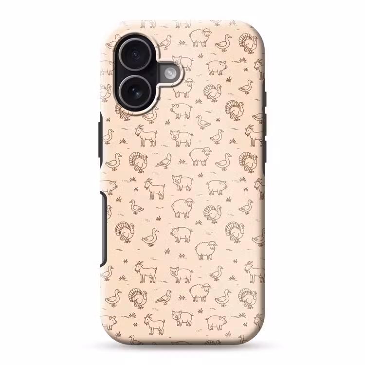 Telefoonhoesje Toughcase - Dieren - Patroon - Boerderij - Minimalistisch - Beige — 1