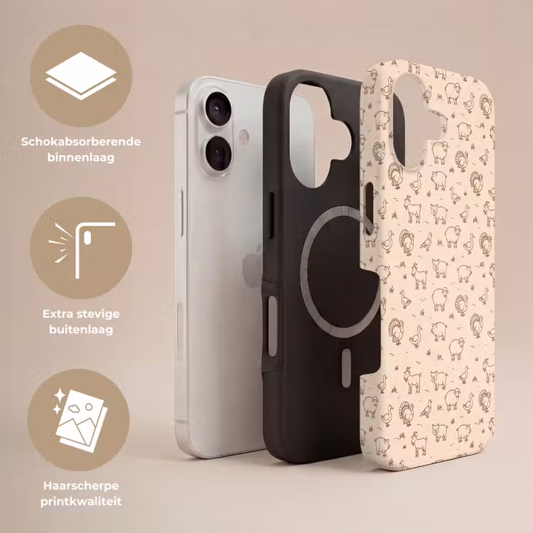 Telefoonhoesje Toughcase - Dieren - Patroon - Boerderij - Minimalistisch - Beige — 3