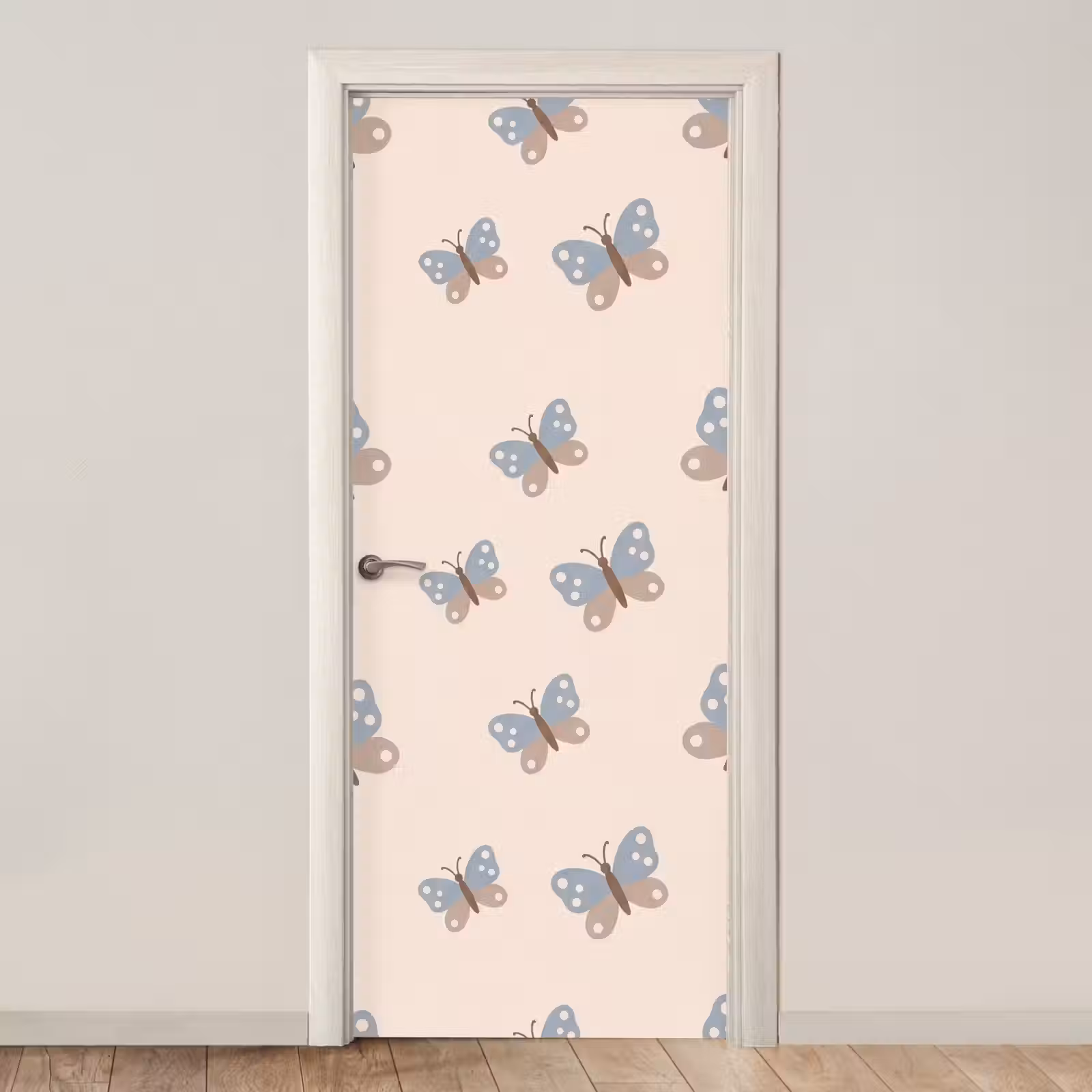 Deursticker - Insect - Vlinderpatroon - Abstract - Blauw - Beige — 1