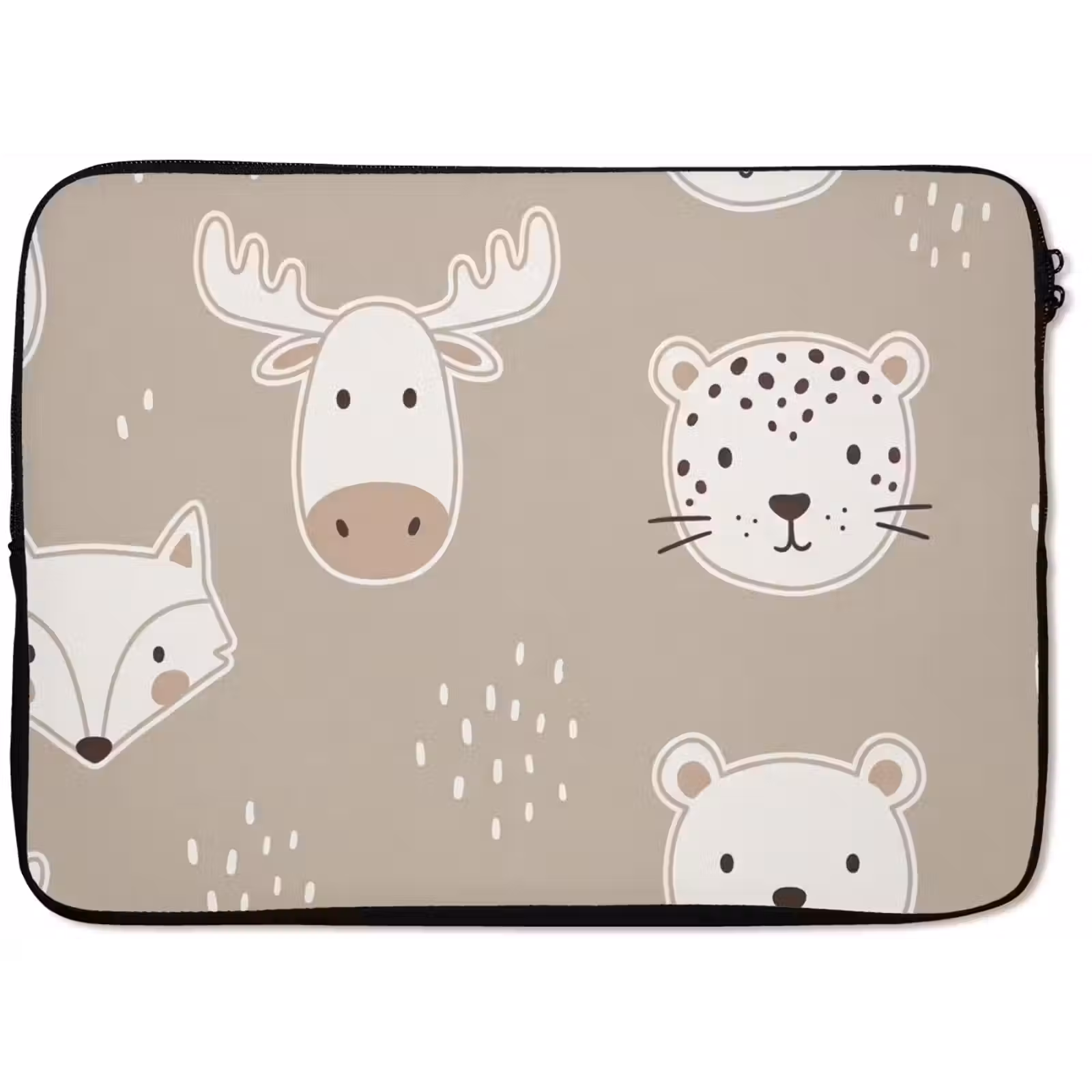Laptophoes Dieren - Patroon - Illustratie - Modern - Beige — 1