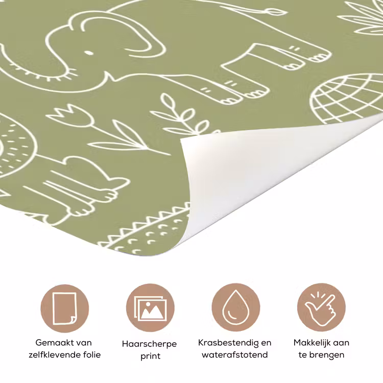 Deursticker - Dieren - Patroon - Illustratie - Natuur - Groen — 3