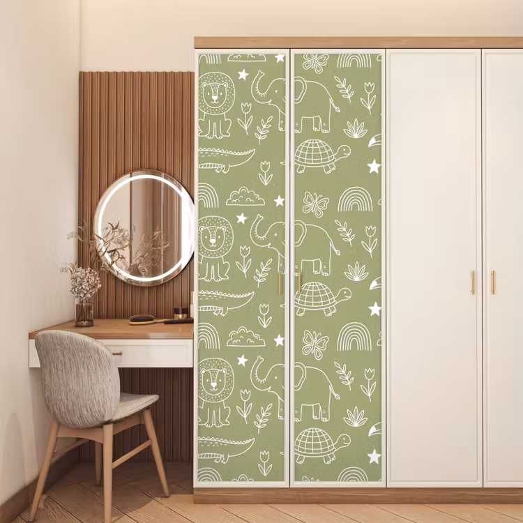 Deursticker - Dieren - Patroon - Illustratie - Natuur - Groen — 5